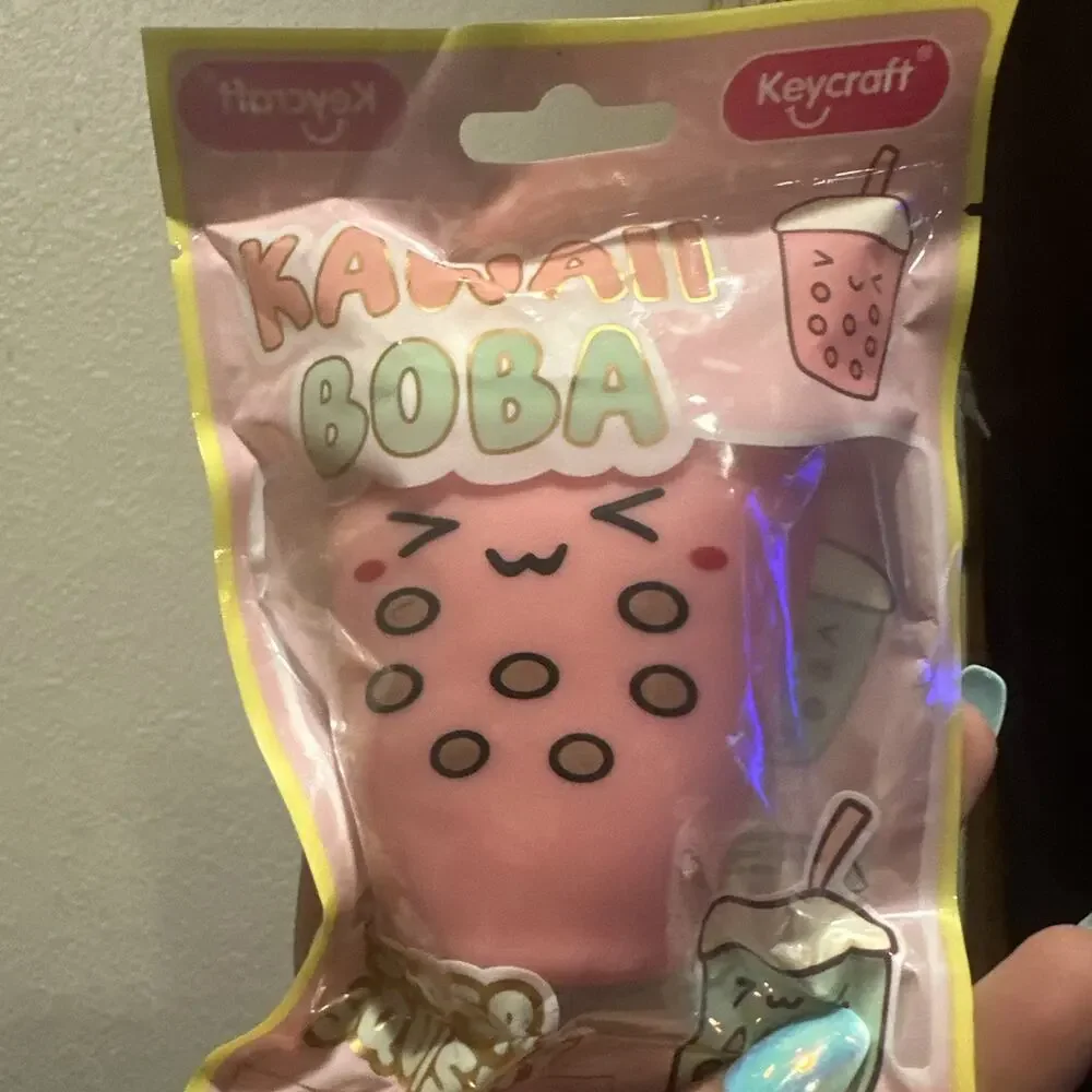 Keycraft Kawaii Boba Squishy Fidget Toy Pink Bubble Tea Sealed